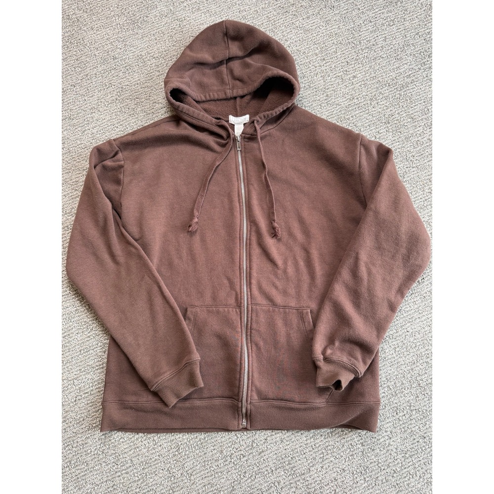 Full Tilt Womens Brown Zip Up Hoodie Fleece Sweatshirt Chocolate Brown Size M - Picture 1 of 5